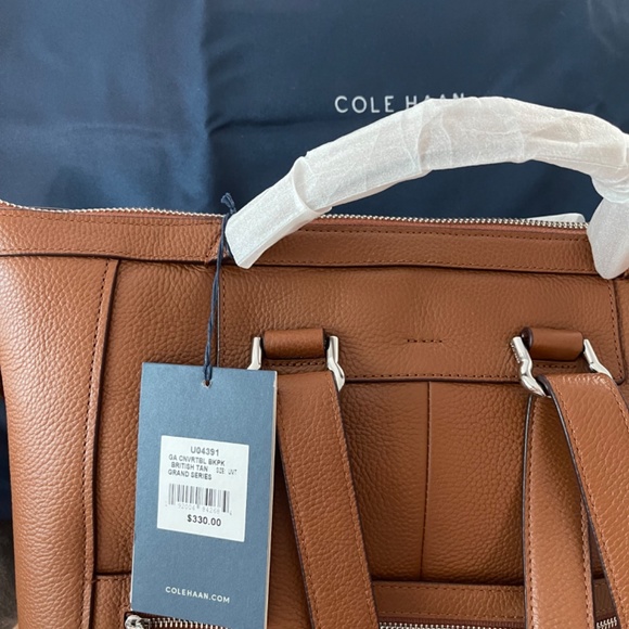 Cole Haan Tan Leather Backpack - Picture 2 of 5